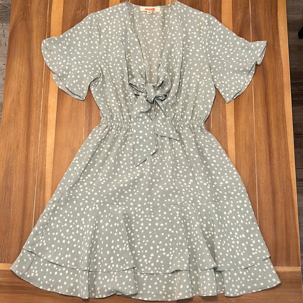 Greenish blue polkadot dress